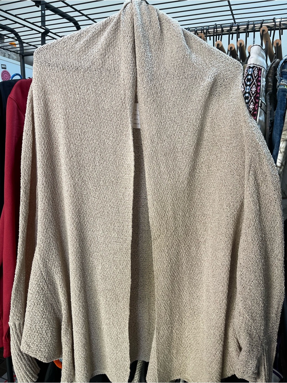 Wishlist Open-Front Neutral Beige Knit Cardigan